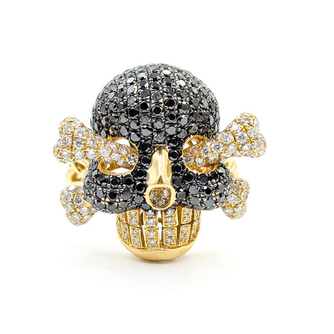 Ring Skull 3.38ctw Round Diamonds 14ky 1x.85" Sz11 13.11g 125100033