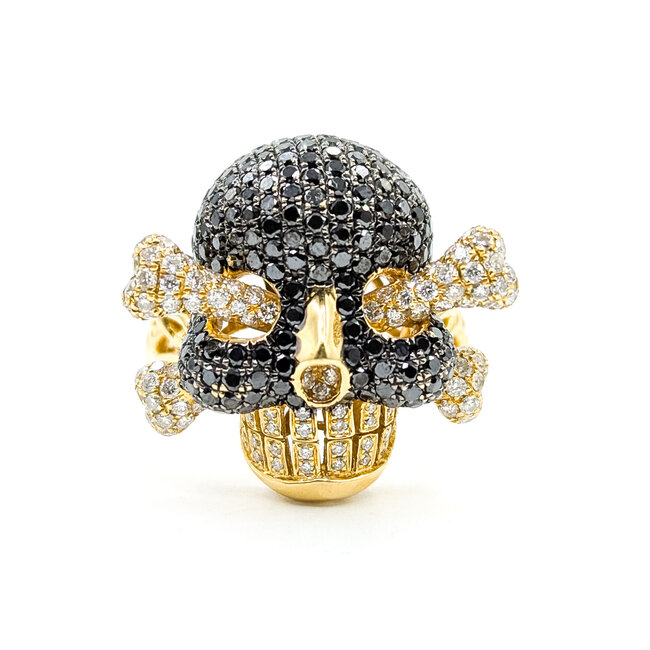 Ring Skull 3.38ctw Round Diamonds 14ky 1x.85" Sz11 13.11g 125100033