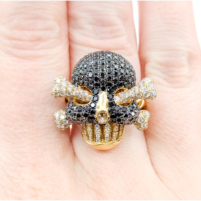 Ring Skull 3.38ctw Round Diamonds 14ky 1x.85" Sz11 13.11g 125100033