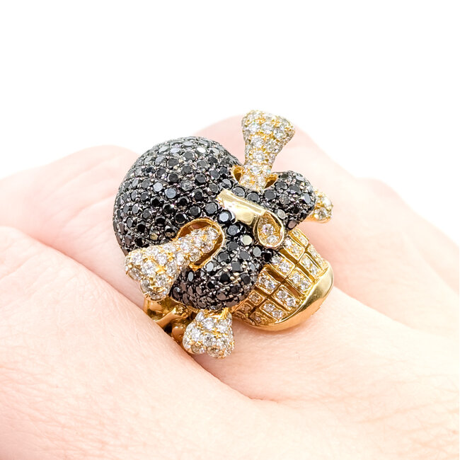 Ring Skull 3.38ctw Round Diamonds 14ky 1x.85" Sz11 13.11g 125100033