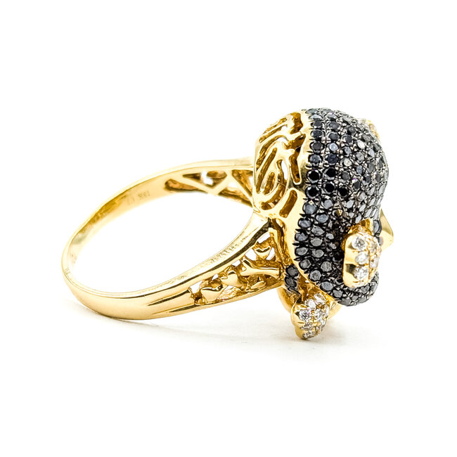 Ring Skull 3.38ctw Round Diamonds 14ky 1x.85" Sz11 13.11g 125100033