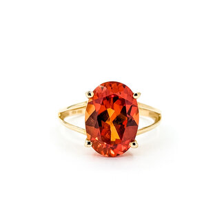 Ring Solitaire 7ct Orange Synthetic Sapphire 10ky 14mm Sz8 3.2g 125110005