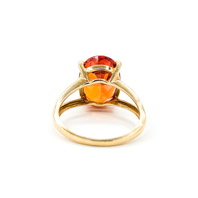 Ring Solitaire 7ct Orange Synthetic Sapphire 10ky 14mm Sz8 3.2g 125110005