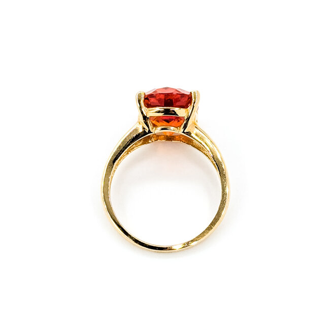 Ring Solitaire 7ct Orange Synthetic Sapphire 10ky 14mm Sz8 3.2g 125110005