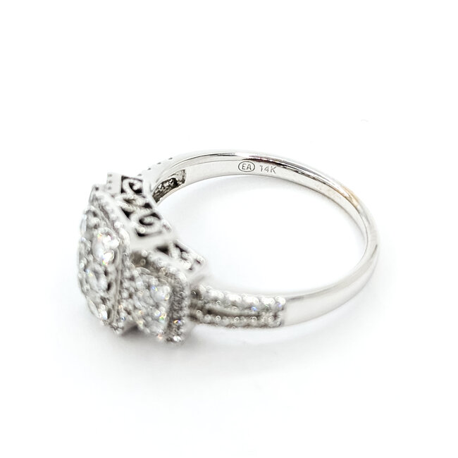 Ring Cluster .85ctw Round Diamonds 14kw 10.4mm Sz8 4.3g 225100016