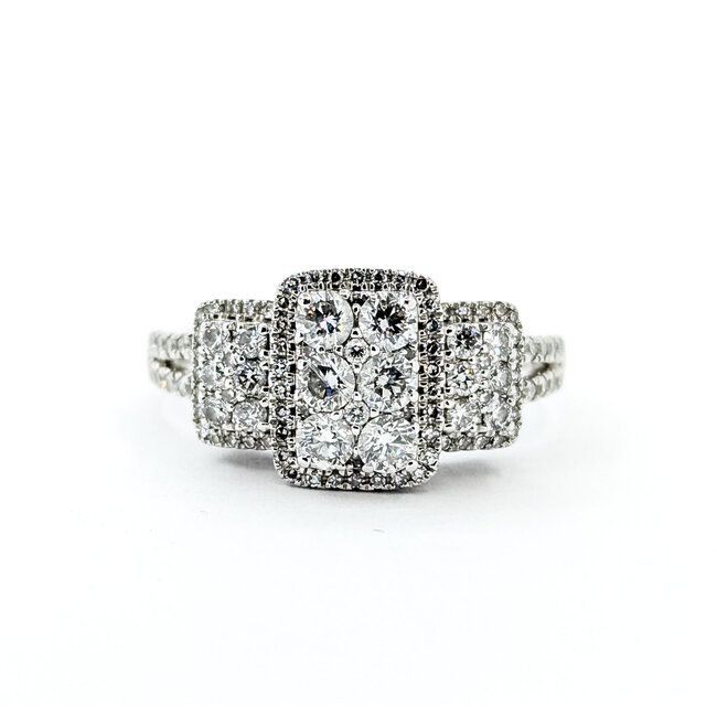 Ring Cluster .85ctw Round Diamonds 14kw 10.4mm Sz8 4.3g 225100016