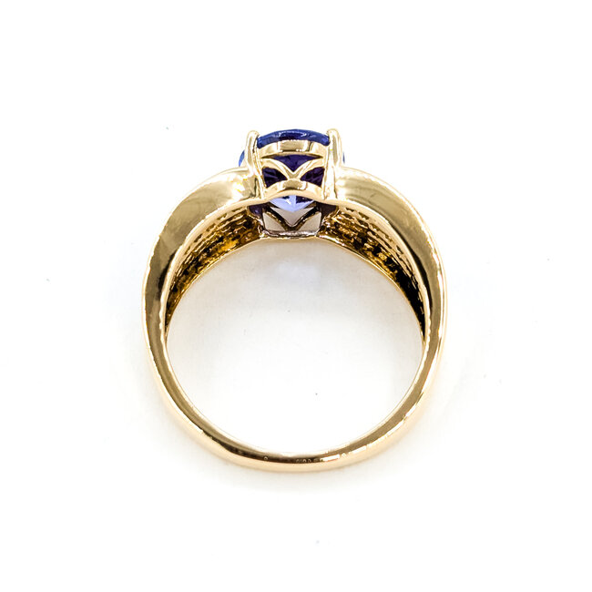 Ring Pave .50ctw Round Diamonds 3ct Tanzanite 14ky 10mm Sz8 5g 225100041