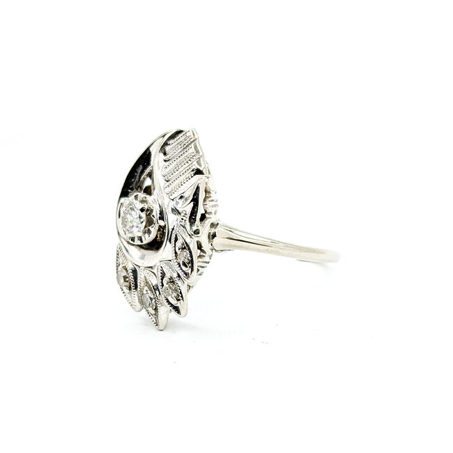 Ring Asymmetrical 0.17ctw Round Diamond 14kw 18mm Sz6.75 4g 225100051