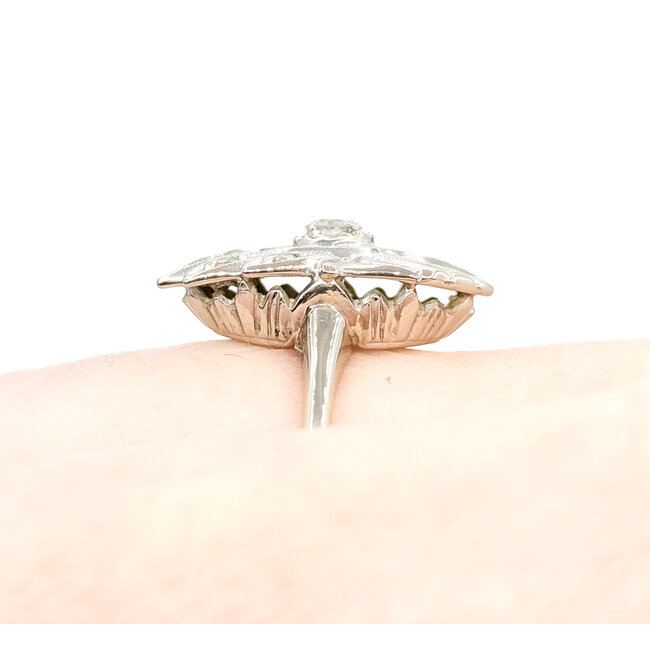 Ring Asymmetrical 0.17ctw Round Diamond 14kw 18mm Sz6.75 4g 225100051