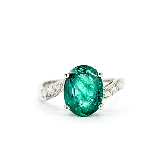 Ring Bypass 0.13ctw Round Diamonds 2.51ct Emerald 18kw 2.4mm Sz6.5 3.26g 225100143