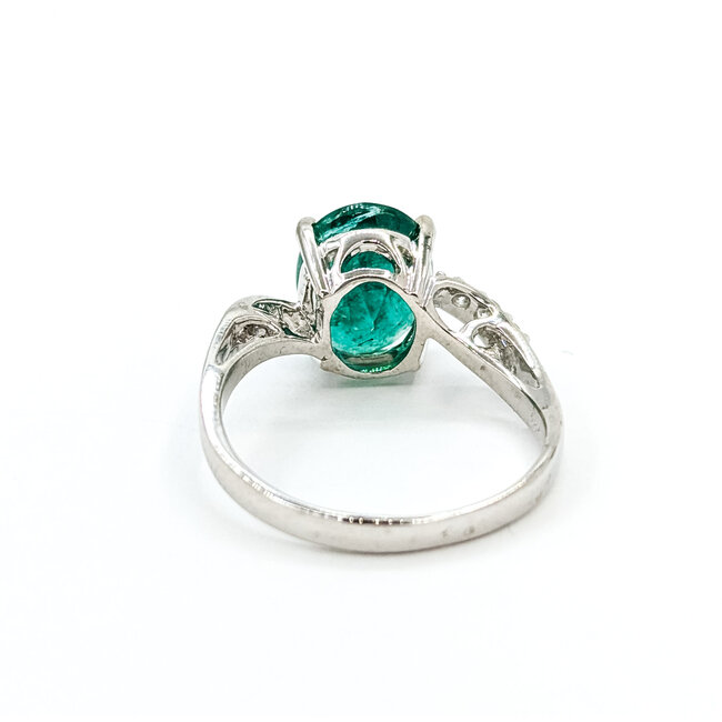 Ring Bypass 0.13ctw Round Diamonds 2.51ct Emerald 18kw 2.4mm Sz6.5 3.26g 225100143