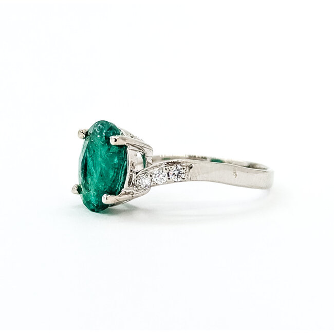 Ring Bypass 0.13ctw Round Diamonds 2.51ct Emerald 18kw 2.4mm Sz6.5 3.26g 225100143