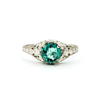 Ring Filigree 0.56ct Emerald 18kw 2mm Sz5 1.57g 225100144