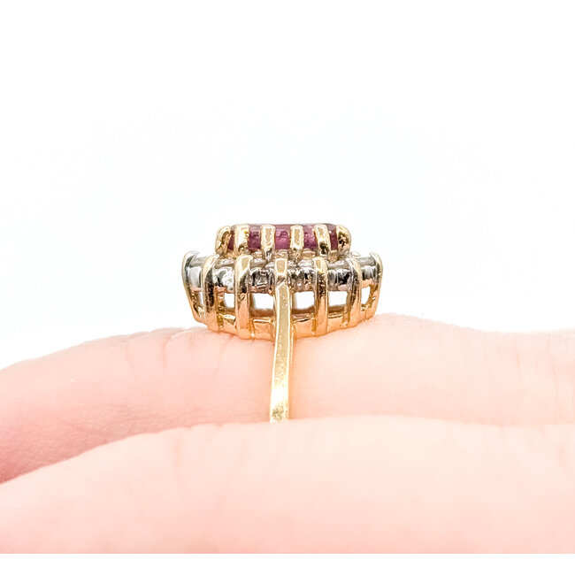 Ring Halo 0.24ctw Round Diamonds 0.38ct Ruby 14ky 1.4mm Sz3 2.55g 225100158