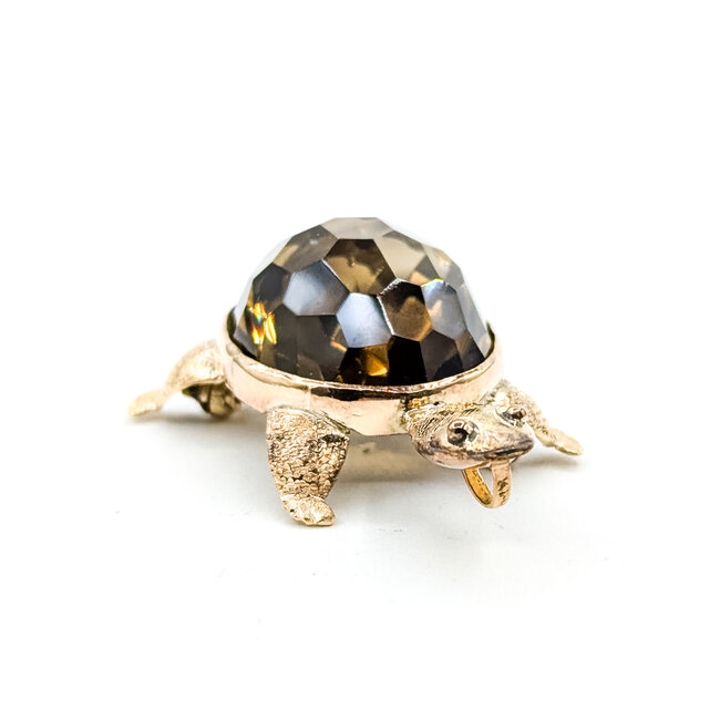 Brooch Turtle 24x18mm Smokey Quartz 14ky 1.9x.9" 11.56g 225100166