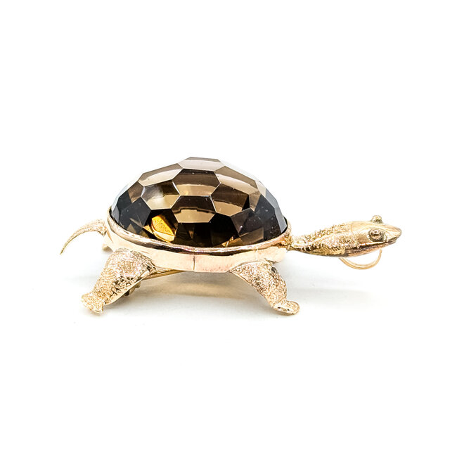 Brooch Turtle 24x18mm Smokey Quartz 14ky 1.9x.9" 11.56g 225100166