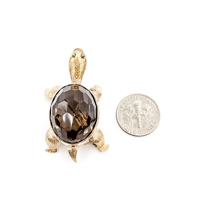 Brooch Turtle 24x18mm Smokey Quartz 14ky 1.9x.9" 11.56g 225100166