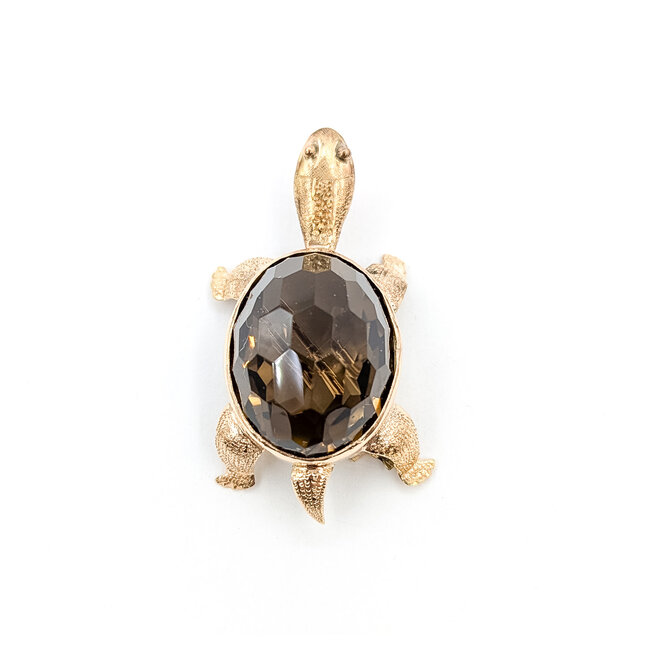 Brooch Turtle 24x18mm Smokey Quartz 14ky 1.9x.9" 11.56g 225100166
