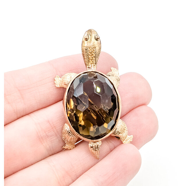 Brooch Turtle 24x18mm Smokey Quartz 14ky 1.9x.9" 11.56g 225100166