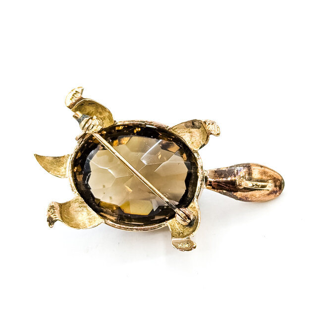 Brooch Turtle 24x18mm Smokey Quartz 14ky 1.9x.9" 11.56g 225100166