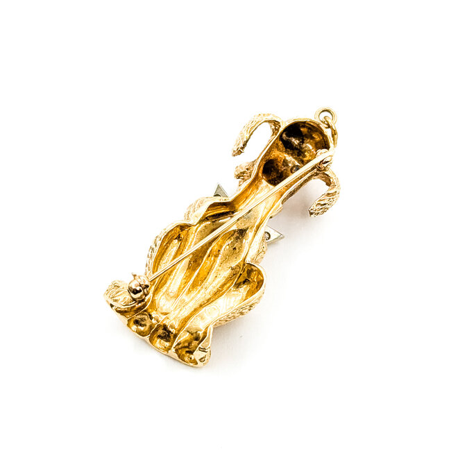 Brooch Poodle .04ctw Round Diamonds .03ctw Blue Sapphire 14ky 1.75x.75" 14g 225100168