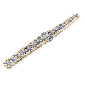 Bracelet Brutlist 2ctw Round Diamonds 10.00ctw Blue Sapphire SS 7x.8" 39.62g 225100170