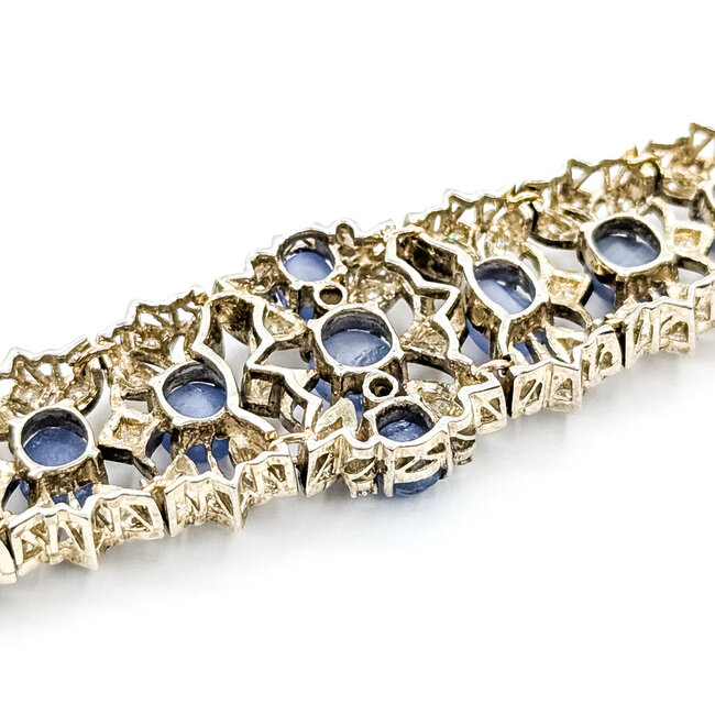 Bracelet Brutlist 2ctw Round Diamonds 10.00ctw Blue Sapphire SS 7x.8" 39.62g 225100170