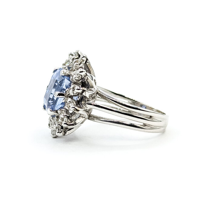 Ring Cocktail 0.42ctw Round Diamonds 4.52ct Pastel Blue Unheated Sapphire 14kw 19mm Sz6 7.49g 225100174