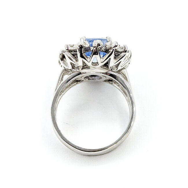 Ring Cocktail 0.42ctw Round Diamonds 4.52ct Pastel Blue Unheated Sapphire 14kw 19mm Sz6 7.49g 225100174