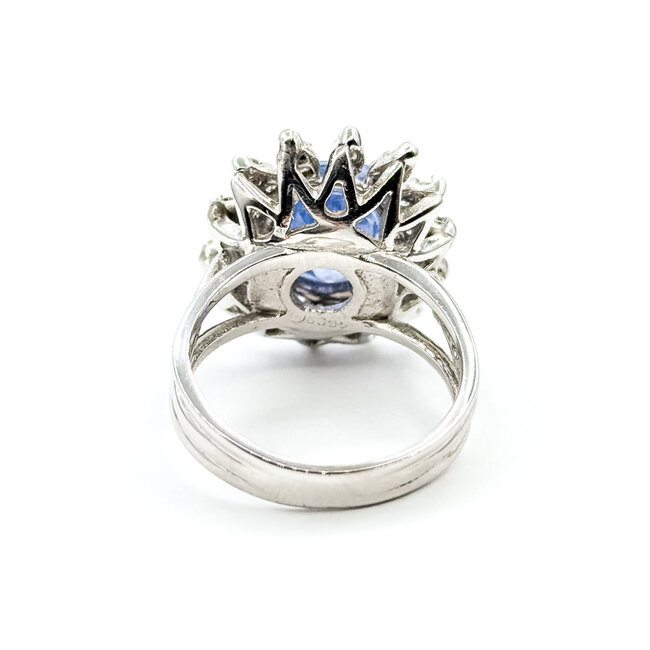 Ring Cocktail 0.42ctw Round Diamonds 4.52ct Pastel Blue Unheated Sapphire 14kw 19mm Sz6 7.49g 225100174