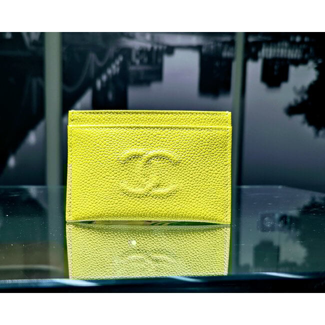 Wallet Chanel Caviar Skin Card Holder Yellow Leather 125115010