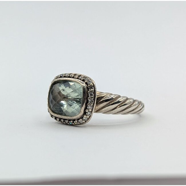 Ring David Yurman .12ctw Diamonds Prasiolite SS Sz6.75 5.6g 225070090