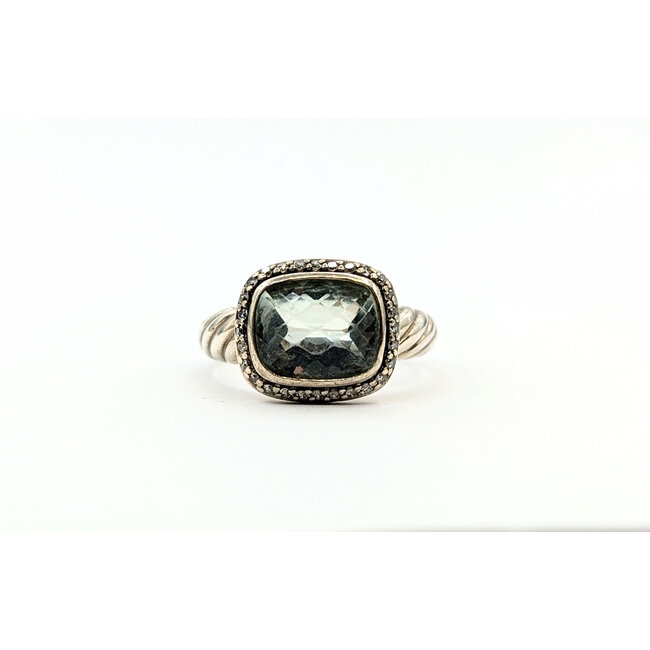 Ring David Yurman .12ctw Diamonds Prasiolite SS Sz6.75 5.6g 225070090