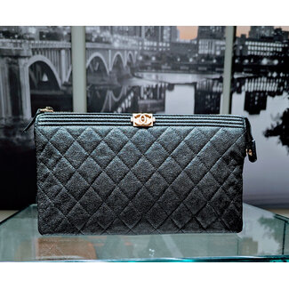 Handbag Chanel Boy Caviar Medium Black Silver 125115024