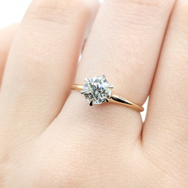 Ring Engagement .94ct Old European Diamond 14ky 2.3mm Sz6.75 2.22g 125100020