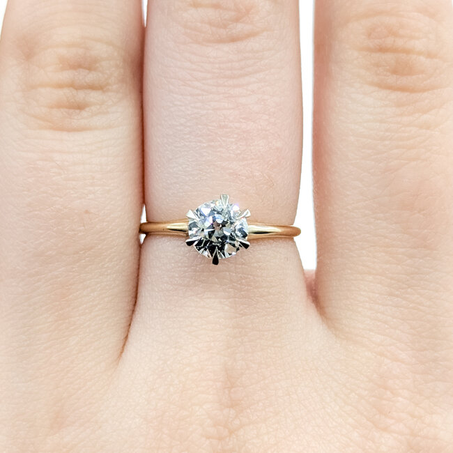 Ring Engagement .94ct Old European Diamond 14ky 2.3mm Sz6.75 2.22g 125100020