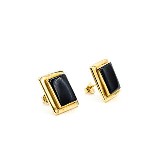 Earrings Rectangular Stud 2.5ctw Onyx 14ky .5x.4mm 1.59g 125100021