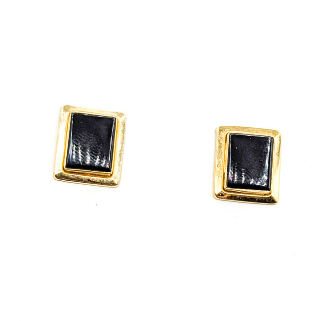 Earrings Rectangular Stud 2.5ctw Onyx 14ky .5x.4mm 1.59g 125100021