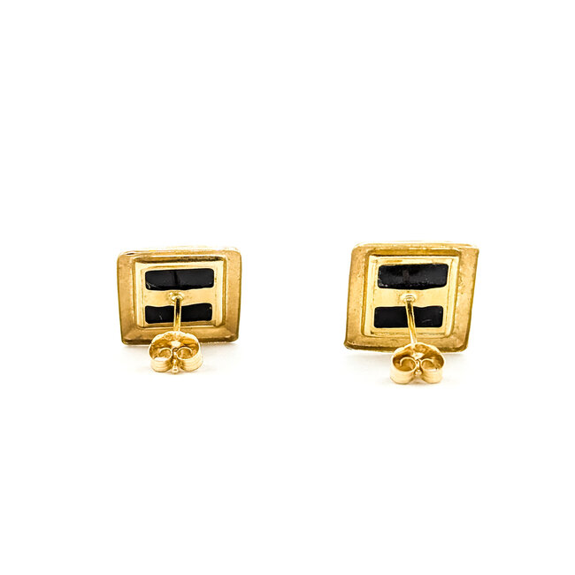 Earrings Rectangular Stud 2.5ctw Onyx 14ky .5x.4mm 1.59g 125100021