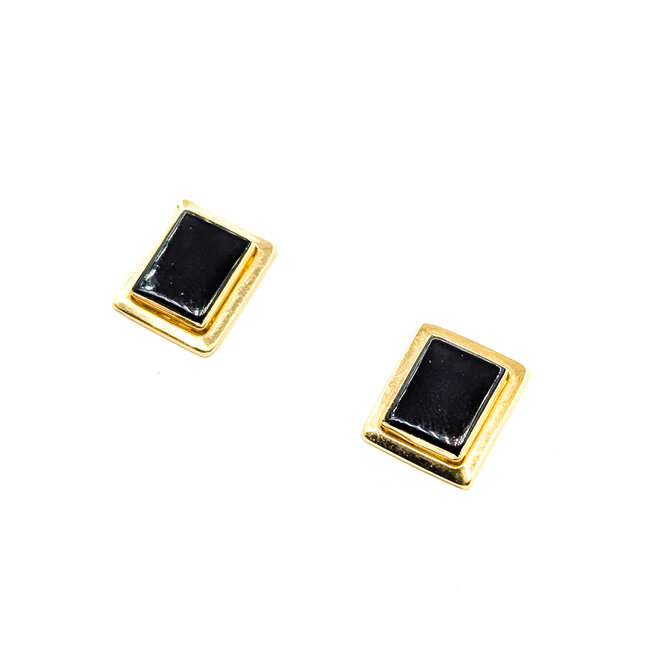 Earrings Rectangular Stud 2.5ctw Onyx 14ky .5x.4mm 1.59g 125100021
