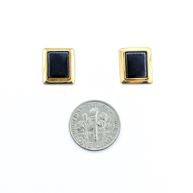 Earrings Rectangular Stud 2.5ctw Onyx 14ky .5x.4mm 1.59g 125100021