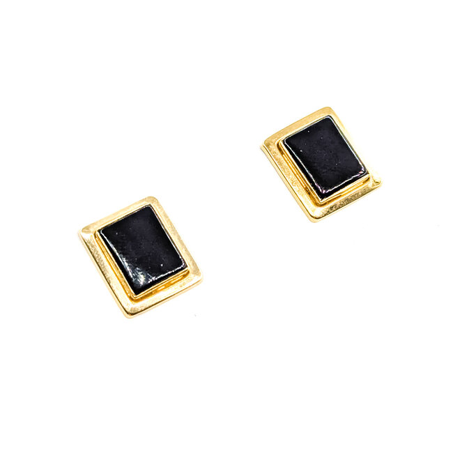 Earrings Rectangular Stud 2.5ctw Onyx 14ky .5x.4mm 1.59g 125100021