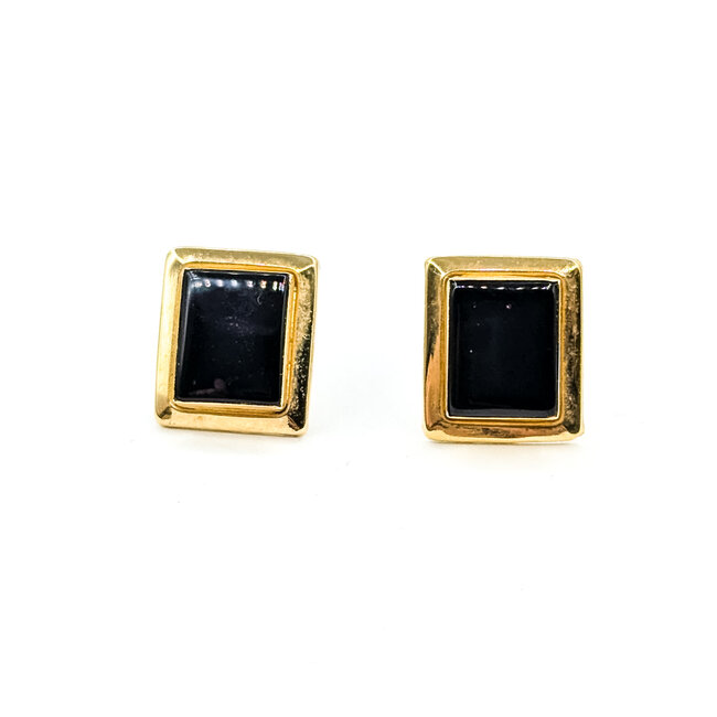 Earrings Rectangular Stud 2.5ctw Onyx 14ky .5x.4mm 1.59g 125100021