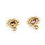Earrings Filigree Stud Purple Glass 14ky .55x.5" 2.07g 125100029
