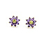 Earrings Stud Floral 3.5ctw Purple Amethyst .50ctw Green Peridot 14ky .6" 4.51g 125100036