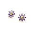 Earrings Stud Floral 3.5ctw Purple Amethyst .50ctw Green Peridot 14ky .6" 4.51g 125100036