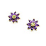 Earrings Stud Floral 3.5ctw Purple Amethyst .50ctw Green Peridot 14ky .6" 4.51g 125100036