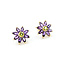 Earrings Stud Floral 3.5ctw Purple Amethyst .50ctw Green Peridot 14ky .6" 4.51g 125100036