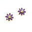Earrings Stud Floral 3.5ctw Purple Amethyst .50ctw Green Peridot 14ky .6" 4.51g 125100036
