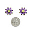 Earrings Stud Floral 3.5ctw Purple Amethyst .50ctw Green Peridot 14ky .6" 4.51g 125100036